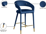 Destiny Velvet / Stainless Steel / Engineered Wood / Foam Contemporary Navy Velvet Stool - 21.5" W x 22.5" D x 37.5" H