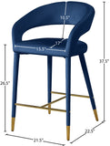 Destiny Velvet / Stainless Steel / Engineered Wood / Foam Contemporary Navy Velvet Stool - 21.5" W x 22.5" D x 37.5" H