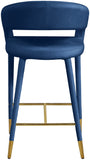 Destiny Velvet / Stainless Steel / Engineered Wood / Foam Contemporary Navy Velvet Stool - 21.5" W x 22.5" D x 37.5" H