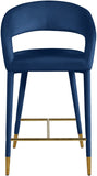 Destiny Velvet / Stainless Steel / Engineered Wood / Foam Contemporary Navy Velvet Stool - 21.5" W x 22.5" D x 37.5" H