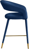 Destiny Velvet / Stainless Steel / Engineered Wood / Foam Contemporary Navy Velvet Stool - 21.5" W x 22.5" D x 37.5" H