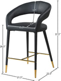 Destiny Faux Leather / Stainless Steel / Engineered Wood / Foam Contemporary Black Faux Leather Stool - 21.5" W x 22.5" D x 37.5" H