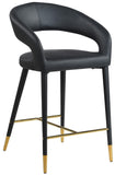 Destiny Faux Leather / Stainless Steel / Engineered Wood / Foam Contemporary Black Faux Leather Stool - 21.5" W x 22.5" D x 37.5" H