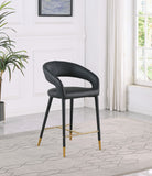 Destiny Faux Leather / Stainless Steel / Engineered Wood / Foam Contemporary Black Faux Leather Stool - 21.5" W x 22.5" D x 37.5" H