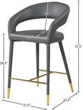 Destiny Faux Leather / Stainless Steel / Engineered Wood / Foam Contemporary Grey Faux Leather Stool - 21.5" W x 22.5" D x 37.5" H