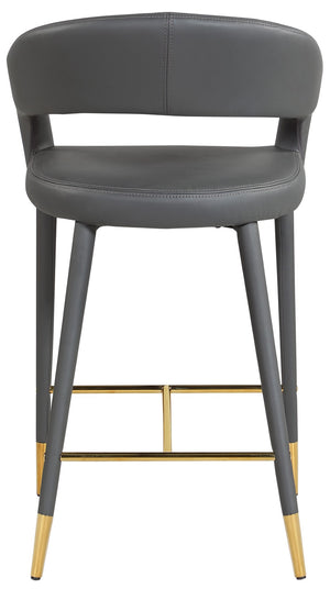 Destiny Faux Leather / Stainless Steel / Engineered Wood / Foam Contemporary Grey Faux Leather Stool - 21.5" W x 22.5" D x 37.5" H