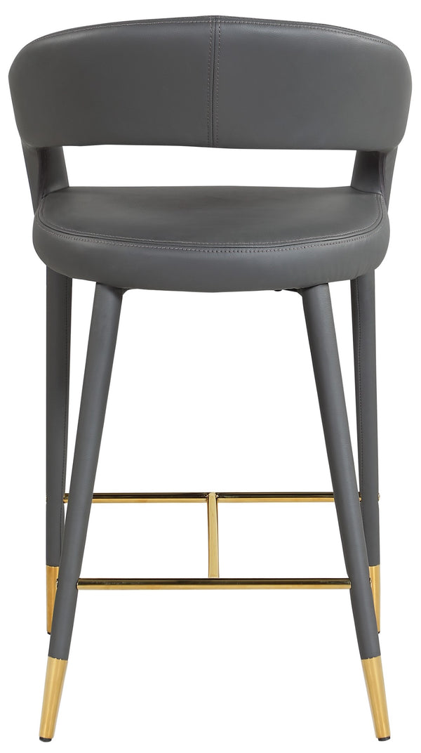 Destiny Faux Leather / Stainless Steel / Engineered Wood / Foam Contemporary Grey Faux Leather Stool - 21.5" W x 22.5" D x 37.5" H