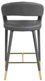 Destiny Faux Leather / Stainless Steel / Engineered Wood / Foam Contemporary Grey Faux Leather Stool - 21.5" W x 22.5" D x 37.5" H