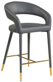 Destiny Faux Leather / Stainless Steel / Engineered Wood / Foam Contemporary Grey Faux Leather Stool - 21.5" W x 22.5" D x 37.5" H