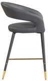 Destiny Faux Leather / Stainless Steel / Engineered Wood / Foam Contemporary Grey Faux Leather Stool - 21.5" W x 22.5" D x 37.5" H