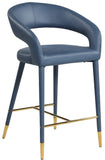 Destiny Faux Leather / Stainless Steel / Engineered Wood / Foam Contemporary Navy Faux Leather Stool - 21.5" W x 22.5" D x 37.5" H