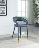 Destiny Faux Leather / Stainless Steel / Engineered Wood / Foam Contemporary Navy Faux Leather Stool - 21.5" W x 22.5" D x 37.5" H