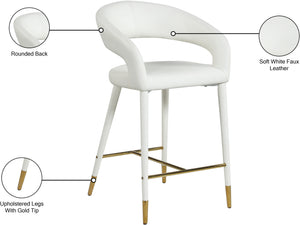 Destiny Faux Leather / Stainless Steel / Engineered Wood / Foam Contemporary White Faux Leather Stool - 21.5" W x 22.5" D x 37.5" H