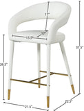 Destiny Faux Leather / Stainless Steel / Engineered Wood / Foam Contemporary White Faux Leather Stool - 21.5" W x 22.5" D x 37.5" H