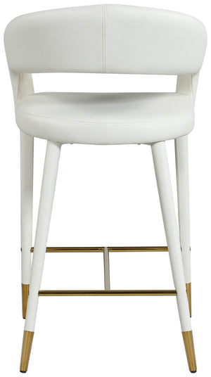 Destiny Faux Leather / Stainless Steel / Engineered Wood / Foam Contemporary White Faux Leather Stool - 21.5" W x 22.5" D x 37.5" H