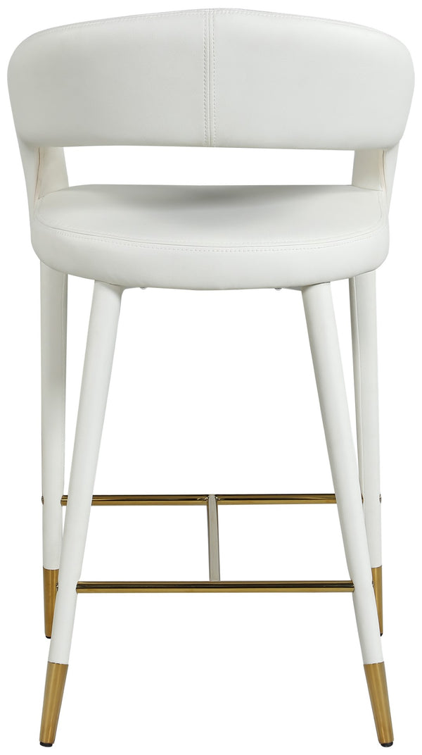 Destiny Faux Leather / Stainless Steel / Engineered Wood / Foam Contemporary White Faux Leather Stool - 21.5" W x 22.5" D x 37.5" H