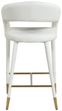 Destiny Faux Leather / Stainless Steel / Engineered Wood / Foam Contemporary White Faux Leather Stool - 21.5" W x 22.5" D x 37.5" H