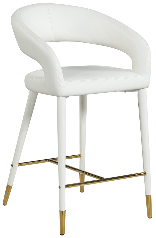 Destiny Faux Leather / Stainless Steel / Engineered Wood / Foam Contemporary White Faux Leather Stool - 21.5" W x 22.5" D x 37.5" H