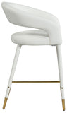 Destiny Faux Leather / Stainless Steel / Engineered Wood / Foam Contemporary White Faux Leather Stool - 21.5" W x 22.5" D x 37.5" H