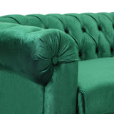 Burland Contemporary Velvet 3 Seater Sectional Sofa with Chaise Lounge, Emerald and Black