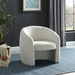 Acadia Boucle Fabric / Plywood / Foam Contemporary Cream Boucle Fabric Accent Chair - 33.5" W x 30.5" D x 30" H