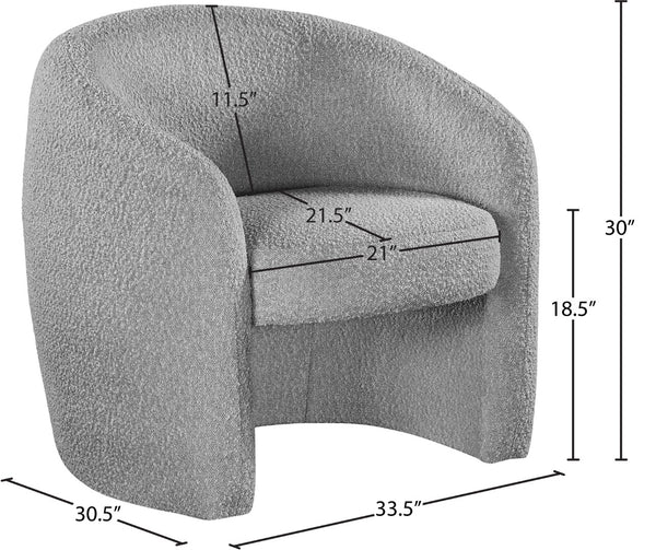 Acadia Boucle Fabric / Plywood / Foam Contemporary Grey Boucle Fabric Accent Chair - 33.5" W x 30.5" D x 30" H
