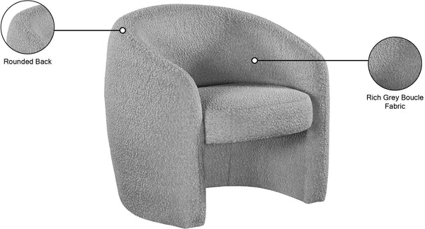 Acadia Boucle Fabric / Plywood / Foam Contemporary Grey Boucle Fabric Accent Chair - 33.5" W x 30.5" D x 30" H