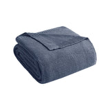 Bree Knit Casual 100% Acrylic Knitted Blanket in Indigo