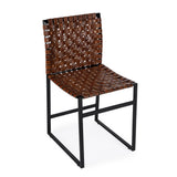 Urban Brown Woven Leather Side Chair