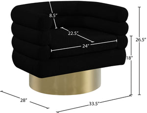 Tessa Boucle Fabric / Stainless Steel / Foam Contemporary Black Boucle Fabric Accent Chair - 33.5" W x 28" D x 26.5" H