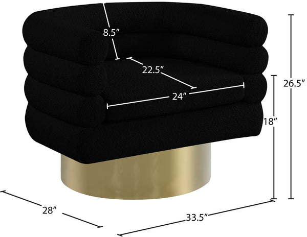 Tessa Boucle Fabric / Stainless Steel / Foam Contemporary Black Boucle Fabric Accent Chair - 33.5" W x 28" D x 26.5" H