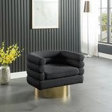 Tessa Boucle Fabric / Stainless Steel / Foam Contemporary Black Boucle Fabric Accent Chair - 33.5" W x 28" D x 26.5" H