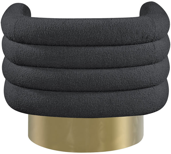 Tessa Boucle Fabric / Stainless Steel / Foam Contemporary Black Boucle Fabric Accent Chair - 33.5" W x 28" D x 26.5" H