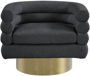 Tessa Boucle Fabric / Stainless Steel / Foam Contemporary Black Boucle Fabric Accent Chair - 33.5" W x 28" D x 26.5" H