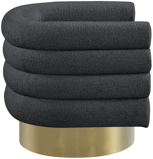 Tessa Boucle Fabric / Stainless Steel / Foam Contemporary Black Boucle Fabric Accent Chair - 33.5" W x 28" D x 26.5" H