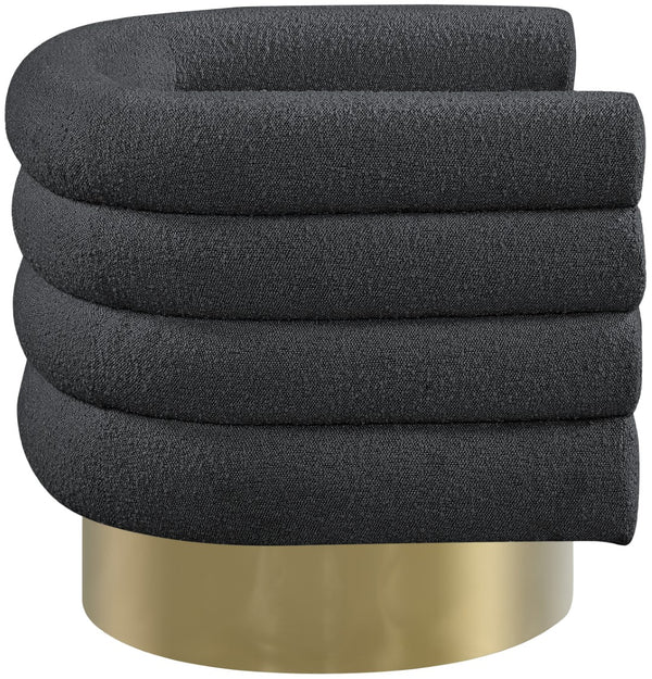 Tessa Boucle Fabric / Stainless Steel / Foam Contemporary Black Boucle Fabric Accent Chair - 33.5" W x 28" D x 26.5" H