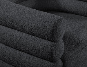 Tessa Boucle Fabric / Stainless Steel / Foam Contemporary Black Boucle Fabric Accent Chair - 33.5" W x 28" D x 26.5" H