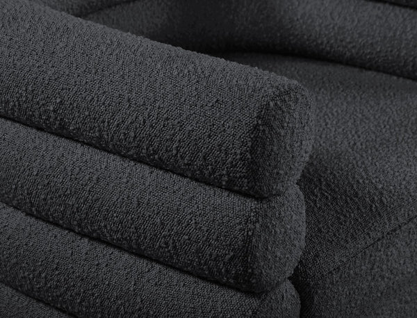 Tessa Boucle Fabric / Stainless Steel / Foam Contemporary Black Boucle Fabric Accent Chair - 33.5" W x 28" D x 26.5" H