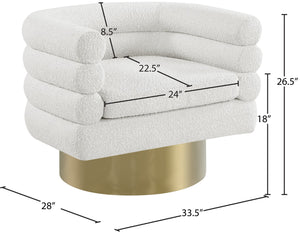 Tessa Boucle Fabric / Stainless Steel / Foam Contemporary Cream Boucle Fabric Accent Chair - 33.5" W x 28" D x 26.5" H