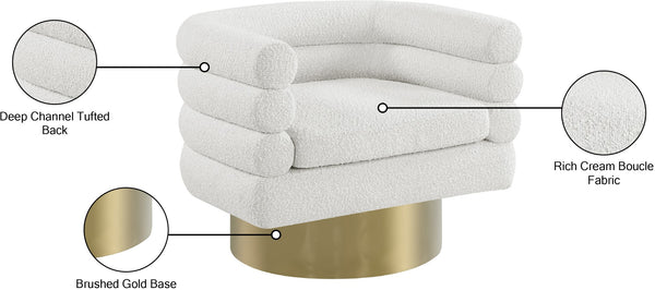 Tessa Boucle Fabric / Stainless Steel / Foam Contemporary Cream Boucle Fabric Accent Chair - 33.5" W x 28" D x 26.5" H