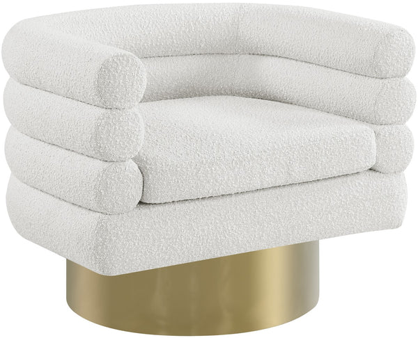 Tessa Boucle Fabric / Stainless Steel / Foam Contemporary Cream Boucle Fabric Accent Chair - 33.5" W x 28" D x 26.5" H