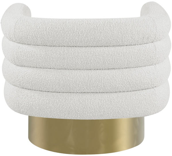 Tessa Boucle Fabric / Stainless Steel / Foam Contemporary Cream Boucle Fabric Accent Chair - 33.5" W x 28" D x 26.5" H