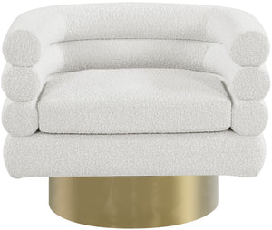 Tessa Boucle Fabric / Stainless Steel / Foam Contemporary Cream Boucle Fabric Accent Chair - 33.5" W x 28" D x 26.5" H