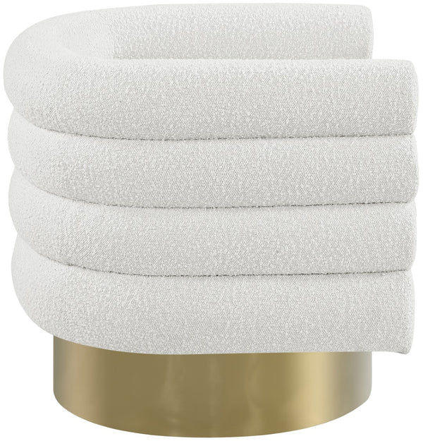 Tessa Boucle Fabric / Stainless Steel / Foam Contemporary Cream Boucle Fabric Accent Chair - 33.5" W x 28" D x 26.5" H