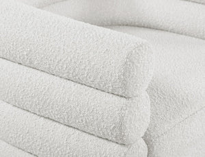 Tessa Boucle Fabric / Stainless Steel / Foam Contemporary Cream Boucle Fabric Accent Chair - 33.5" W x 28" D x 26.5" H