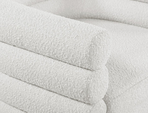 Tessa Boucle Fabric / Stainless Steel / Foam Contemporary Cream Boucle Fabric Accent Chair - 33.5" W x 28" D x 26.5" H