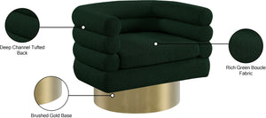 Tessa Boucle Fabric / Stainless Steel / Foam Contemporary Green Boucle Fabric Accent Chair - 33.5" W x 28" D x 26.5" H