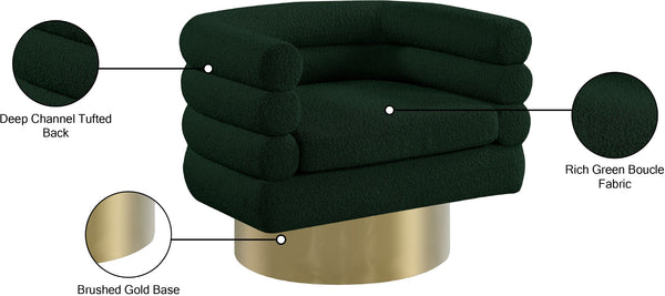Tessa Boucle Fabric / Stainless Steel / Foam Contemporary Green Boucle Fabric Accent Chair - 33.5" W x 28" D x 26.5" H