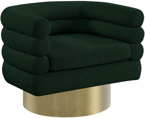 Tessa Boucle Fabric / Stainless Steel / Foam Contemporary Green Boucle Fabric Accent Chair - 33.5" W x 28" D x 26.5" H