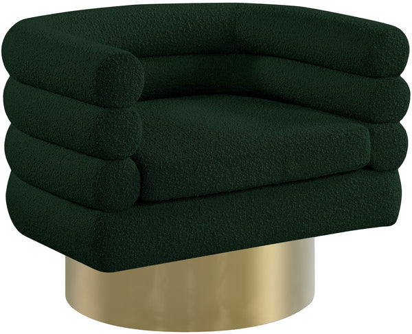 Tessa Boucle Fabric / Stainless Steel / Foam Contemporary Green Boucle Fabric Accent Chair - 33.5" W x 28" D x 26.5" H